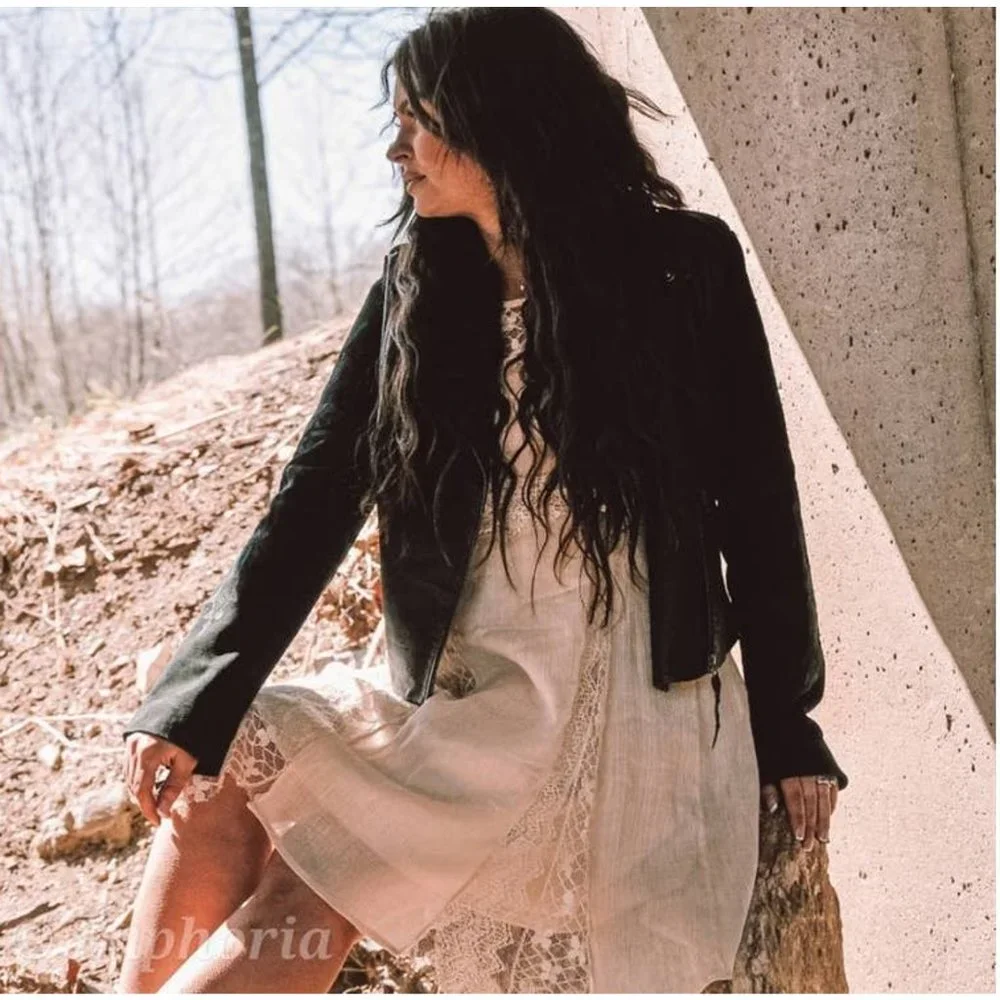 SALE A'reve handmade lace detailed asymmetric dress cream - Picture 5 of 8
